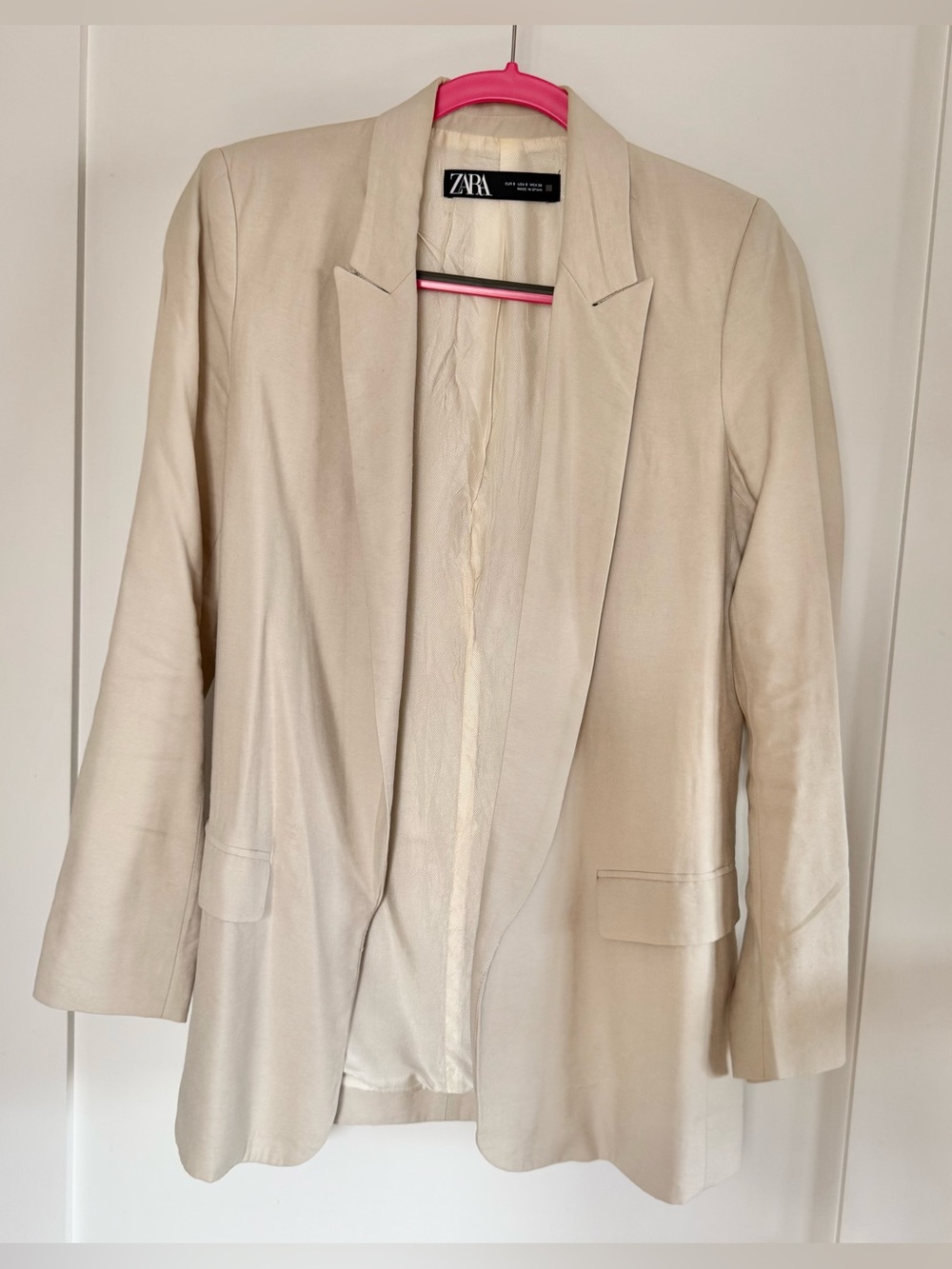 Zara Cream Open-Front Blazer Jacket